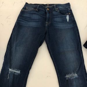 7 for all mankind, ripped knee, skinny jean